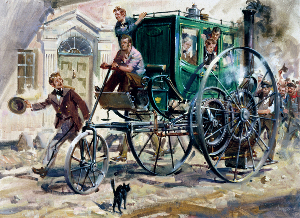 This modern painting shows Richard Trevithicks 1803 steam carriage A wooden - photo 6