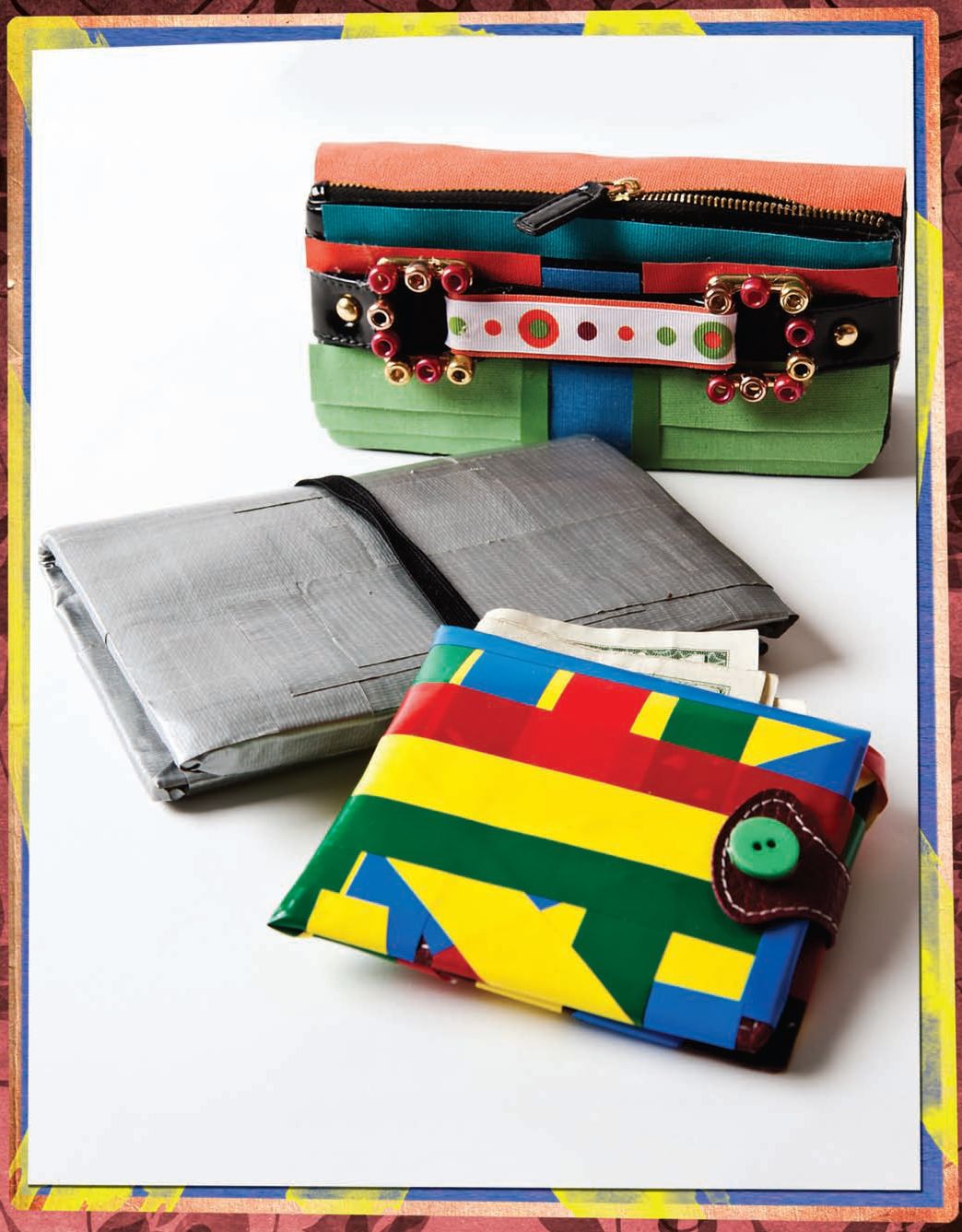 To add color to your wallet use colorful tape to build bold patterns You can - photo 12