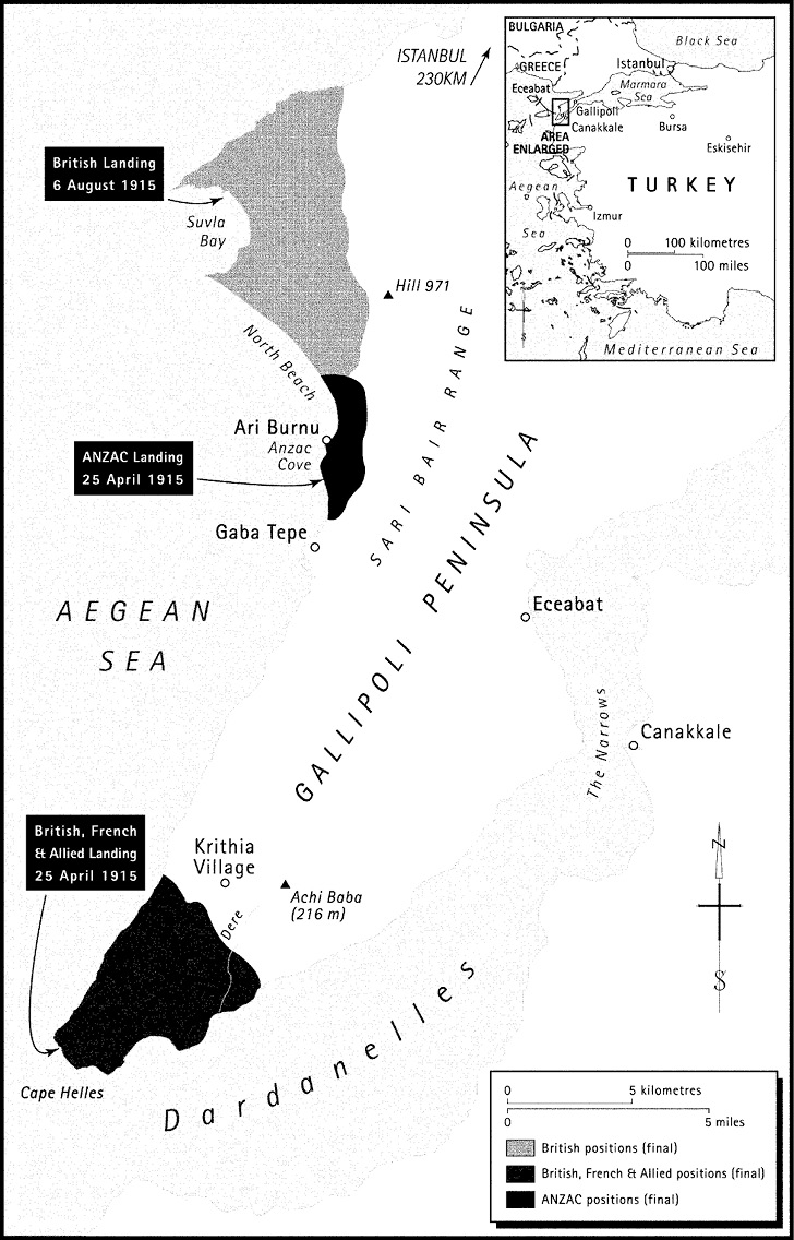 The Gallipoli peninsula 1915 showing the three main landing locations - photo 4