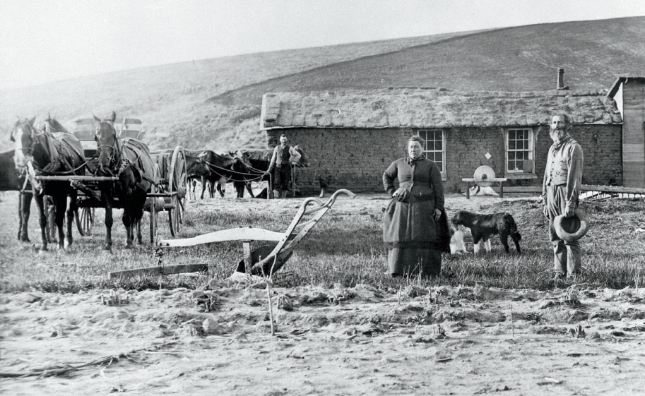 American pioneer farmers living in Nebraska in 1862 pose for a picture Sod - photo 9