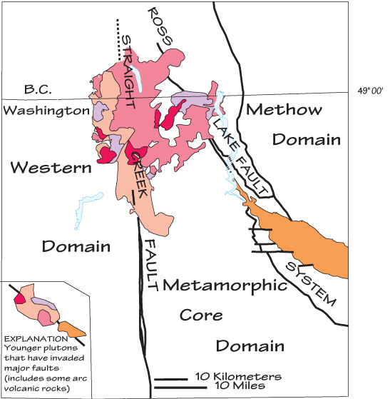 Area of Geologic Map showing major faults domains and a few young plutons - photo 8