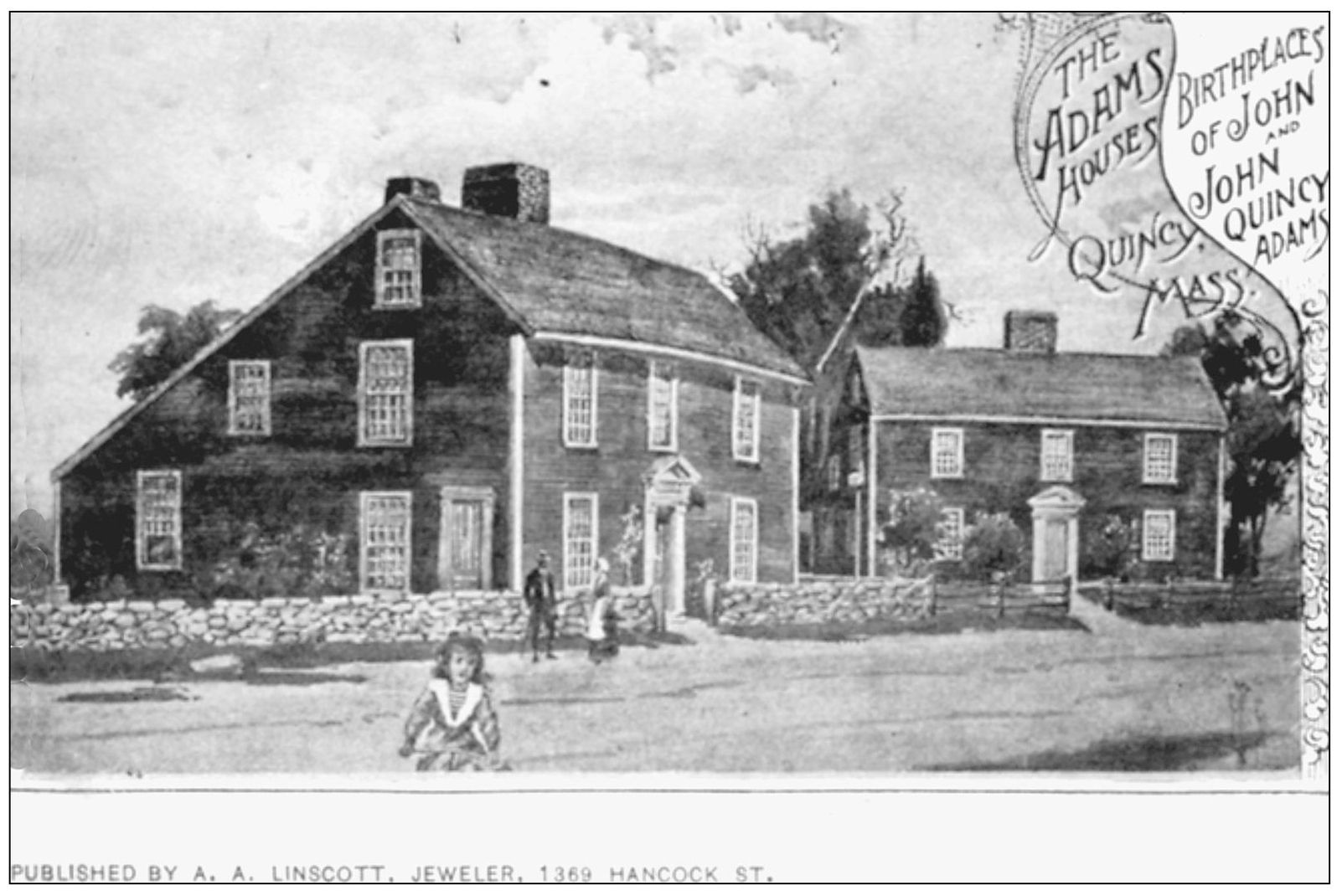 This early postcard illustrates the proximity of the John and John Quincy Adams - photo 3