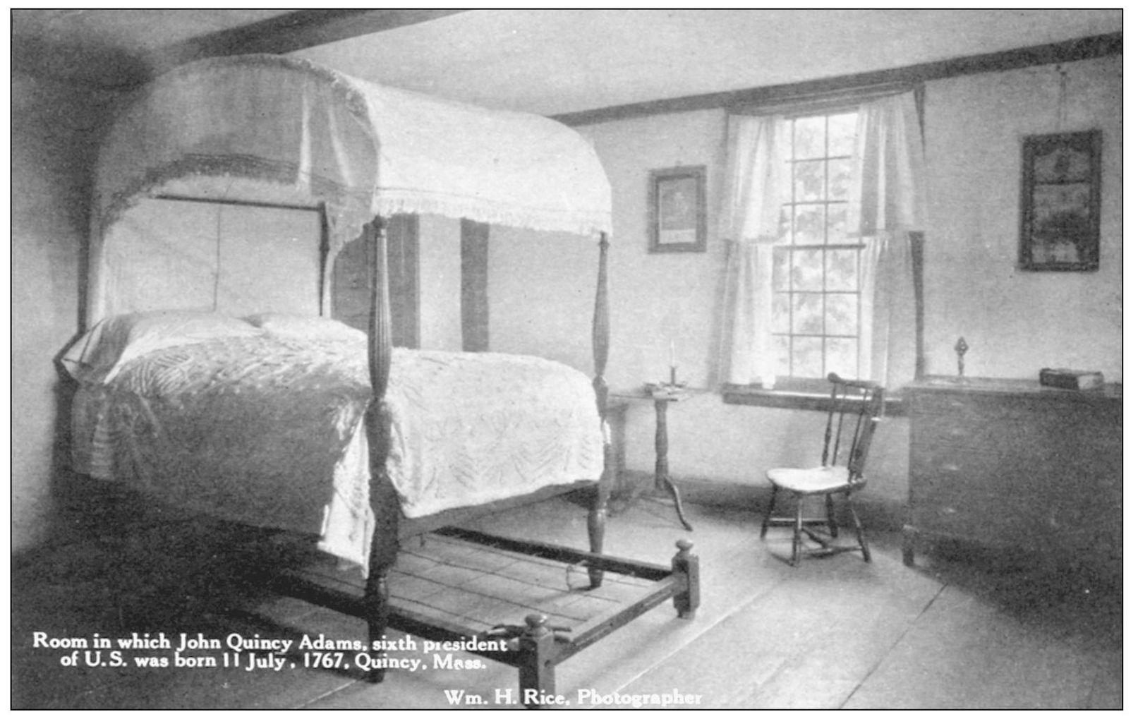 The above postcard shows an interior view of John Quincy Adamss birthplace - photo 11