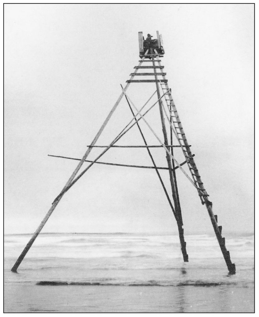 Tripod sea otter hunting towers lined the North Beaches from October through - photo 11