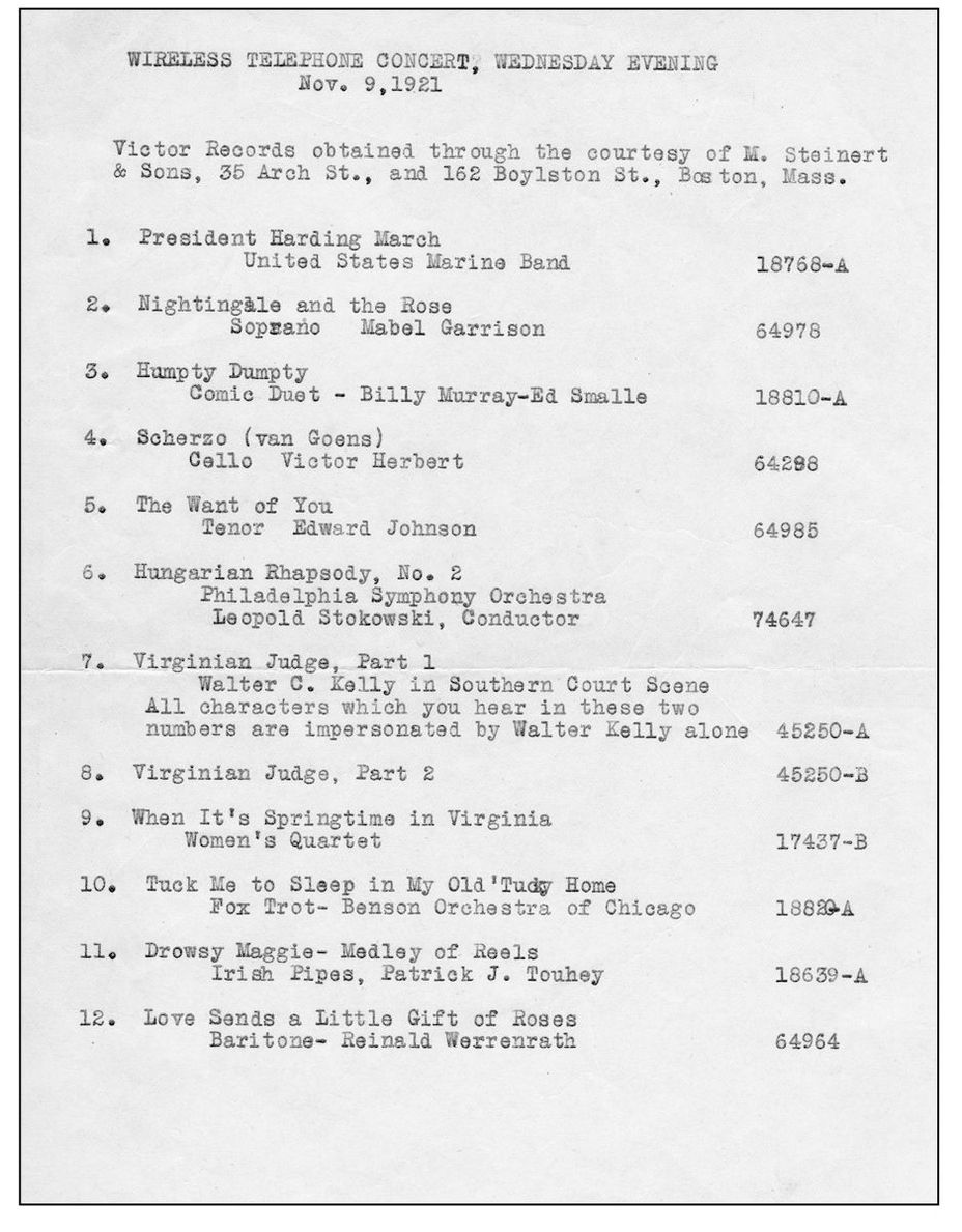 Here is a rare 1921 playlist from 1XE While most radio stations offered live - photo 6