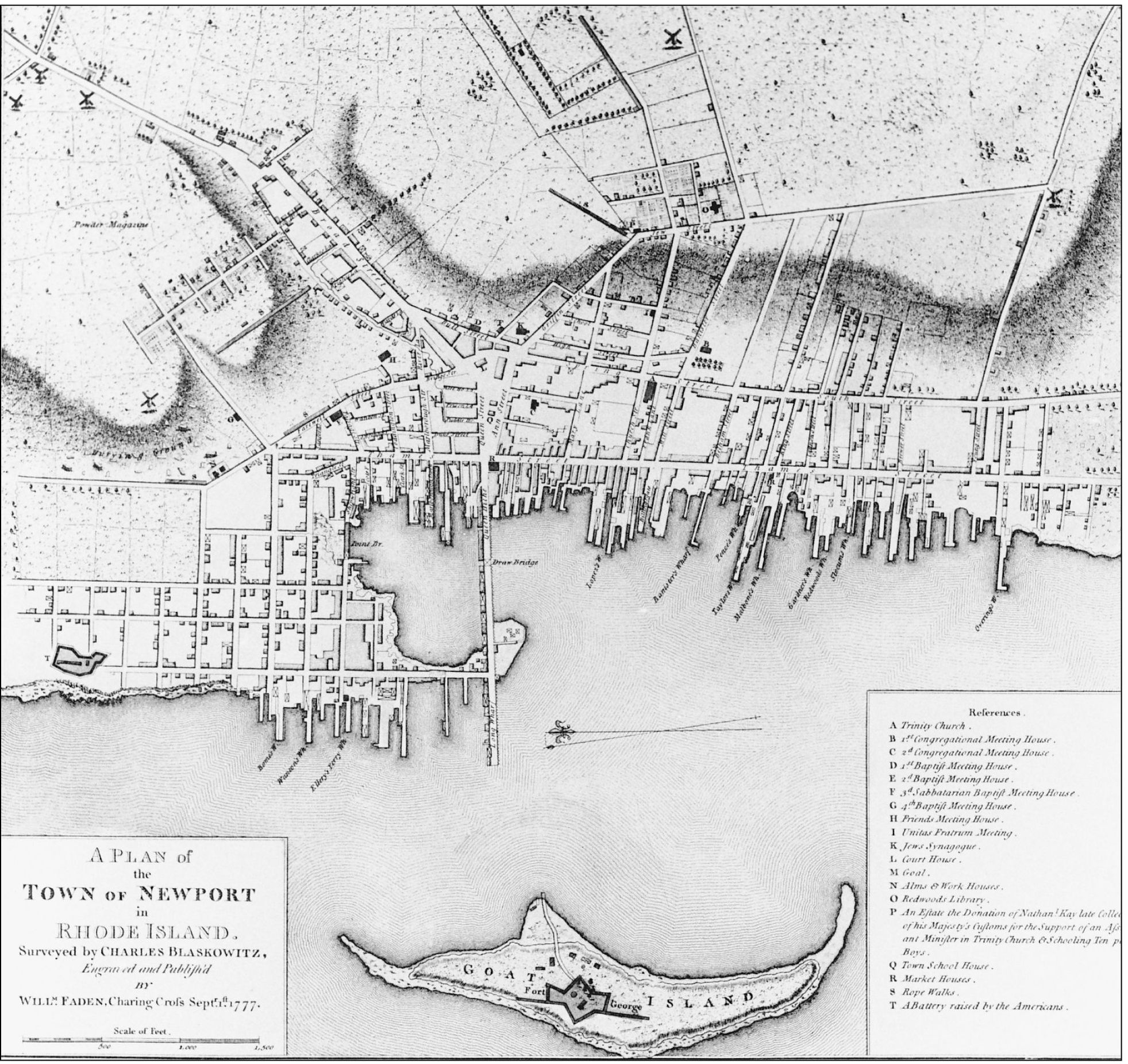 Plan of the Town of Newport in 1777 Goat Island prominently shown in the - photo 8