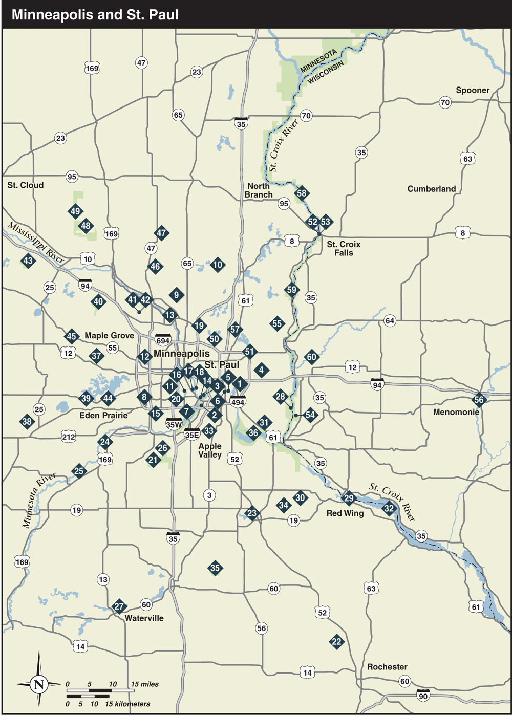 MAP LEGEND HIKES LIST 60 HIKES WITHIN 60 MILES MINNEAPOLIS AND ST PAUL - photo 2