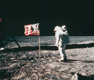 Aldrin stands next to the American flag he and Armstrong planted on the moon - photo 10