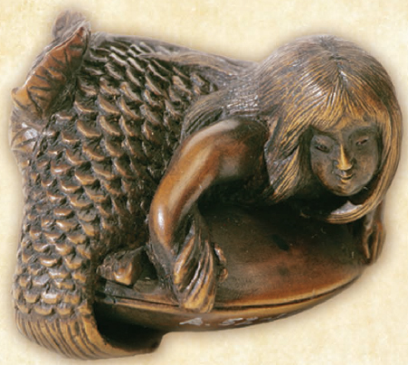 This old miniature ivory carving of a mermaid once decorated a Japanese sash - photo 3