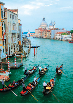 Gondolas gliding along the iconic Grand Canal in the watery Italian city of - photo 3