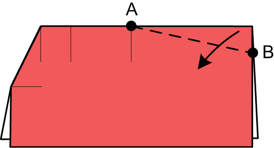 Fold the upper right corner downwardpoint A begins at the pinch mark at the - photo 14