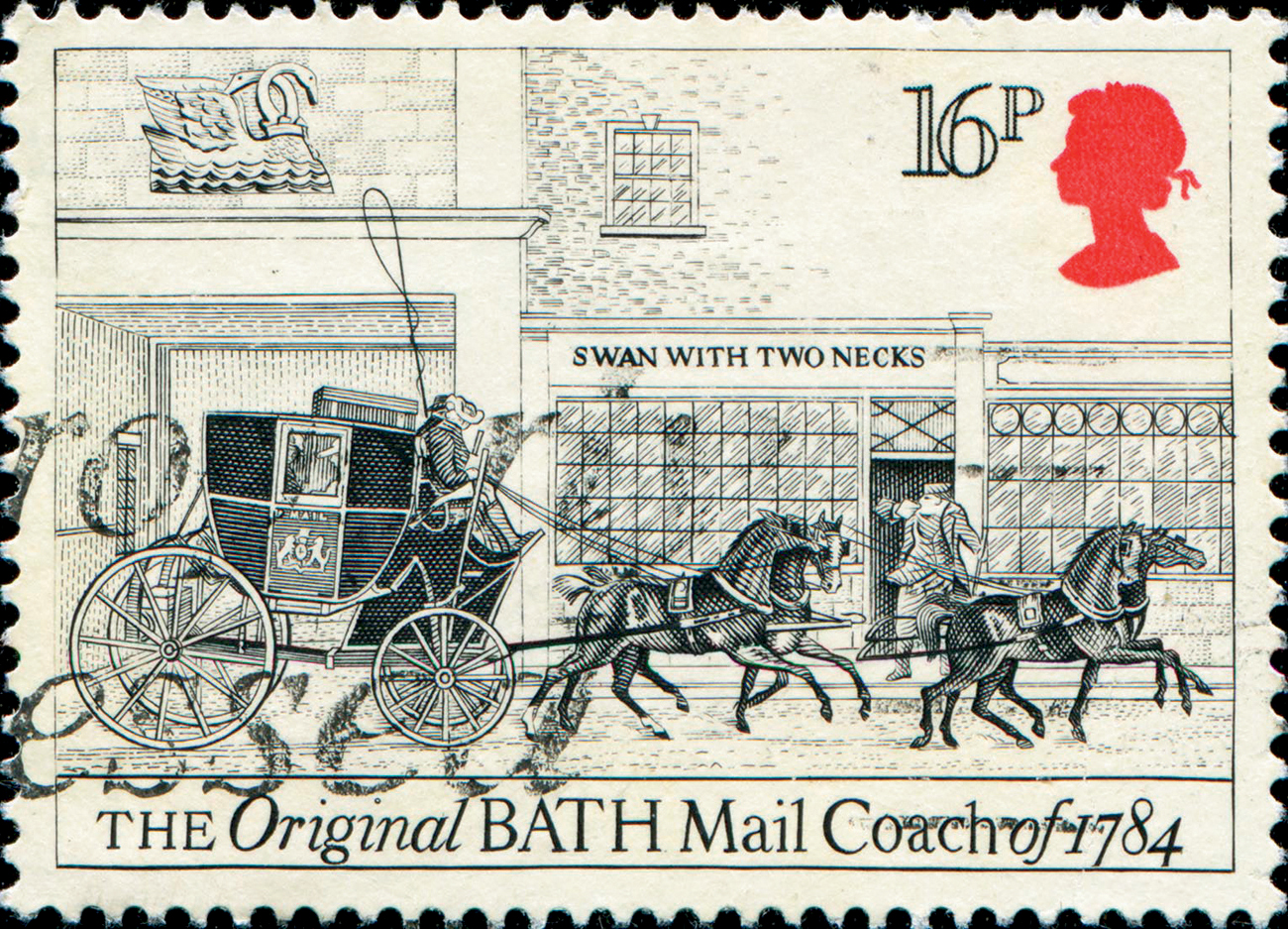 This British stamp shows one of the first mail coaches in England In the - photo 6