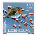 Christmas postage stamp from Luxembourg featuring the robin in snow 2007 - photo 6