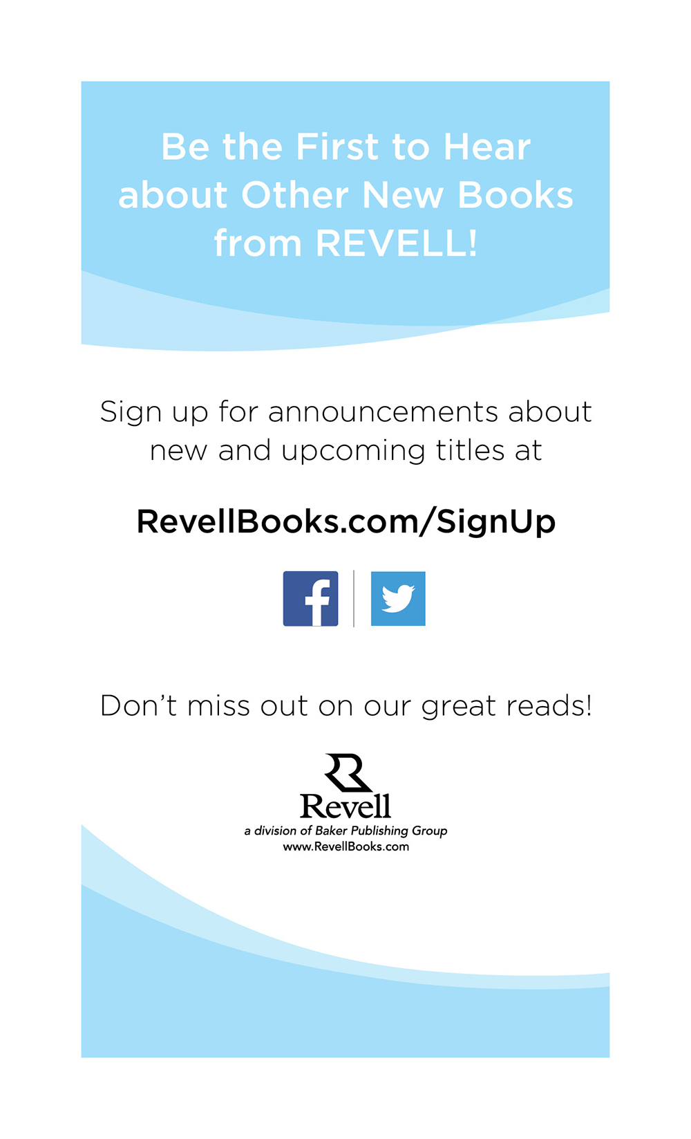 Sign up for announcements about upcoming titles Twitter RevellBooks Facebook - photo 2