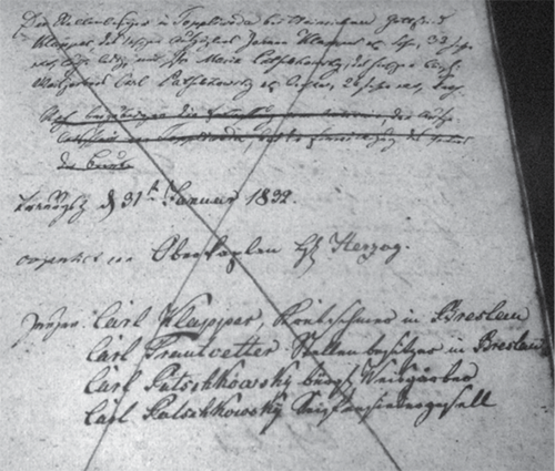 Marriage record of Gottried and Mariana Klapper In the cathedral of Nysa - photo 2