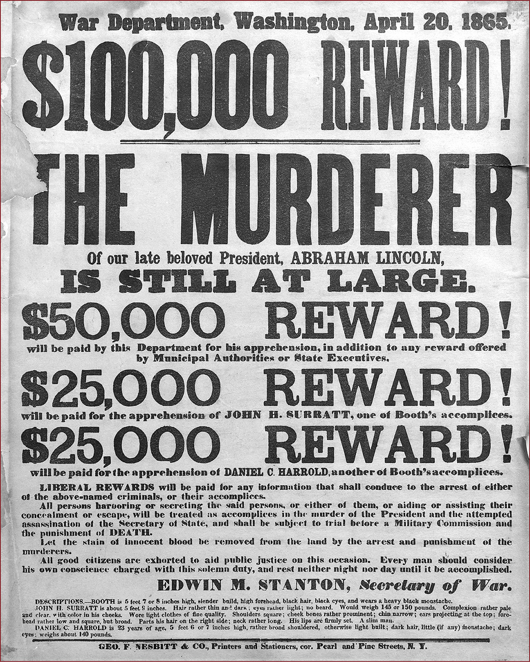 Rewards totaling 100000 were promised for the capture of John Wilkes Booth - photo 7