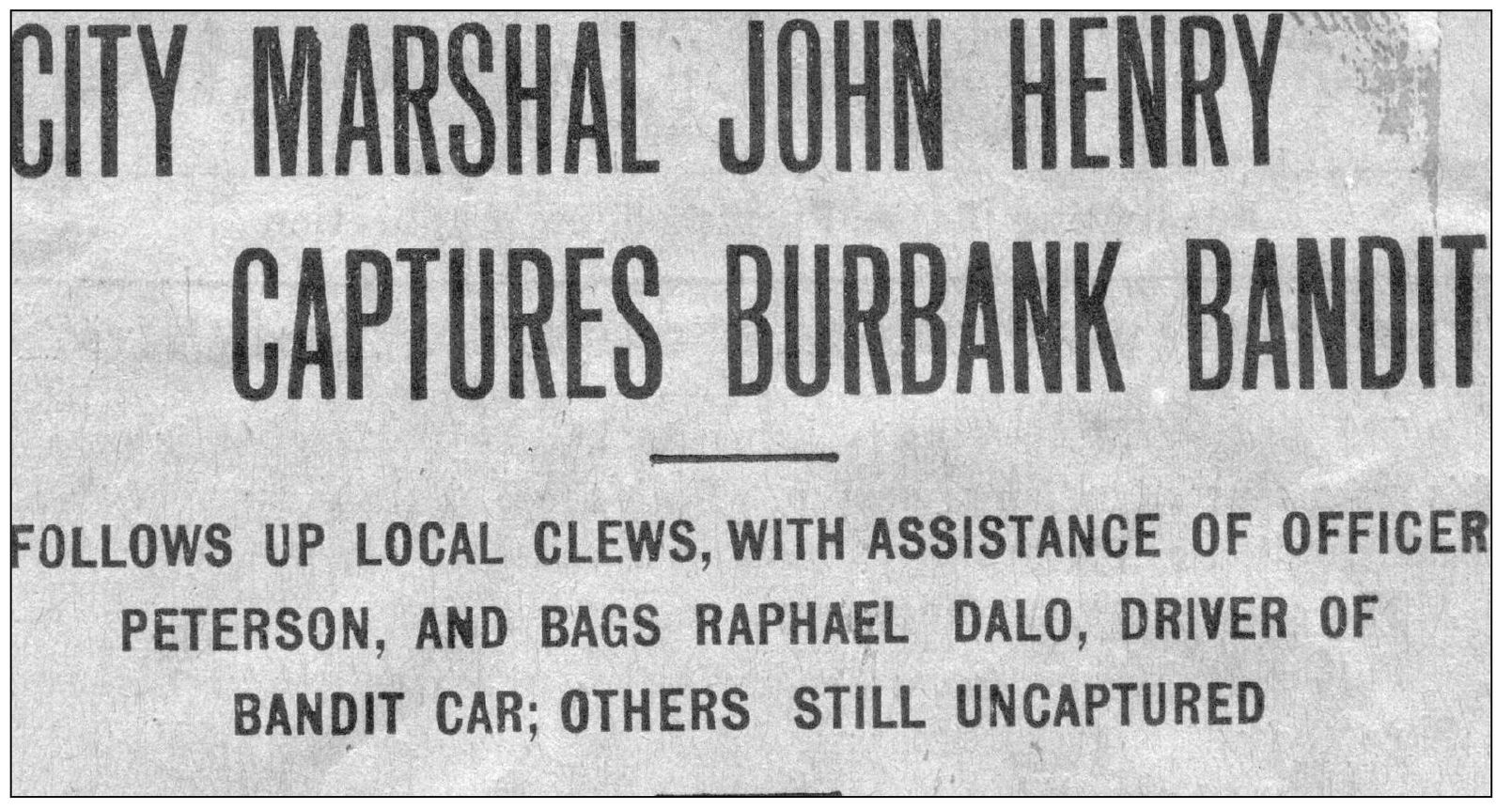 This newspaper headline from July 1920 tells the story of Chief John Henry - photo 8