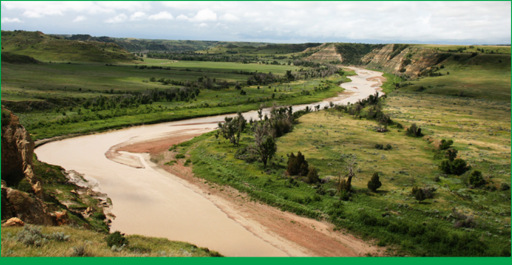 The Little Missouri River as seen from South Units Wind Canyon Overlook - photo 1