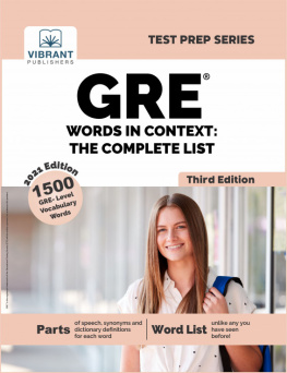 Vibrant Publishers GRE Words in Context: The Complete List ()