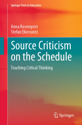 Anna Rosenqvist Source Criticism on the Schedule: Teaching Critical Thinking