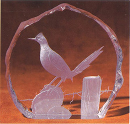 Roadrunner Glass with irregular edge which shows the bird in its natural - photo 3