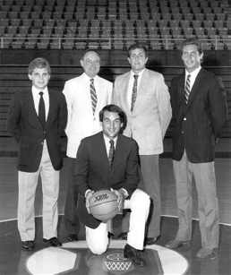 Mike Krzyzewski kneeling and his staff of from left Chuck Swenson Tom - photo 12