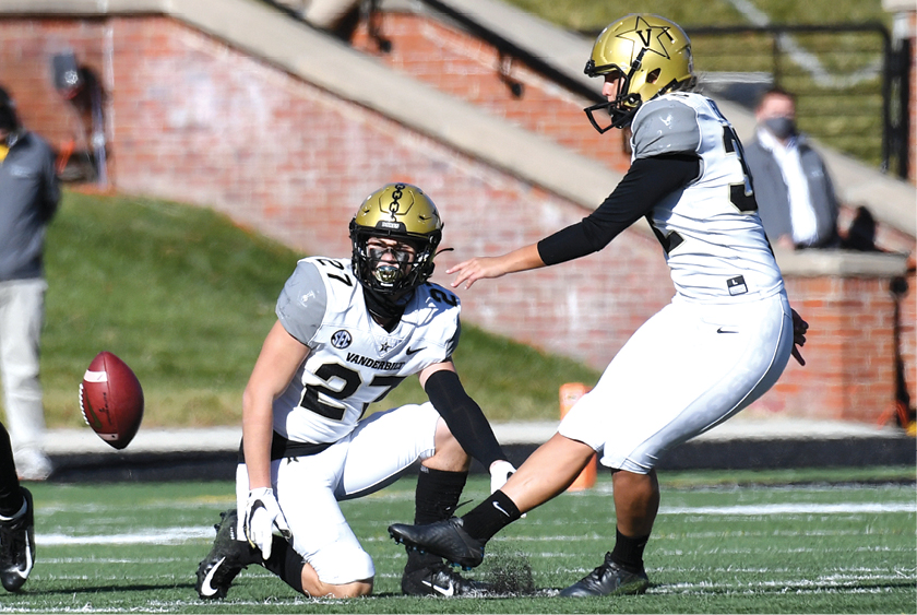 Fuller kicked off the second half of the Vanderbilt-Missouri game on November - photo 4