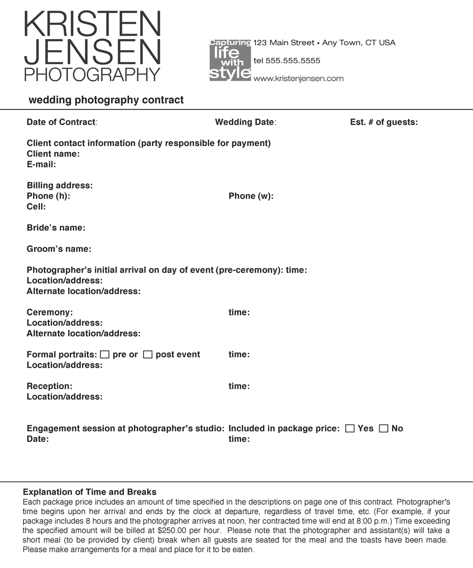 Wedding Photography Contract page 2 Wedding Photography Contract page 3 - photo 8