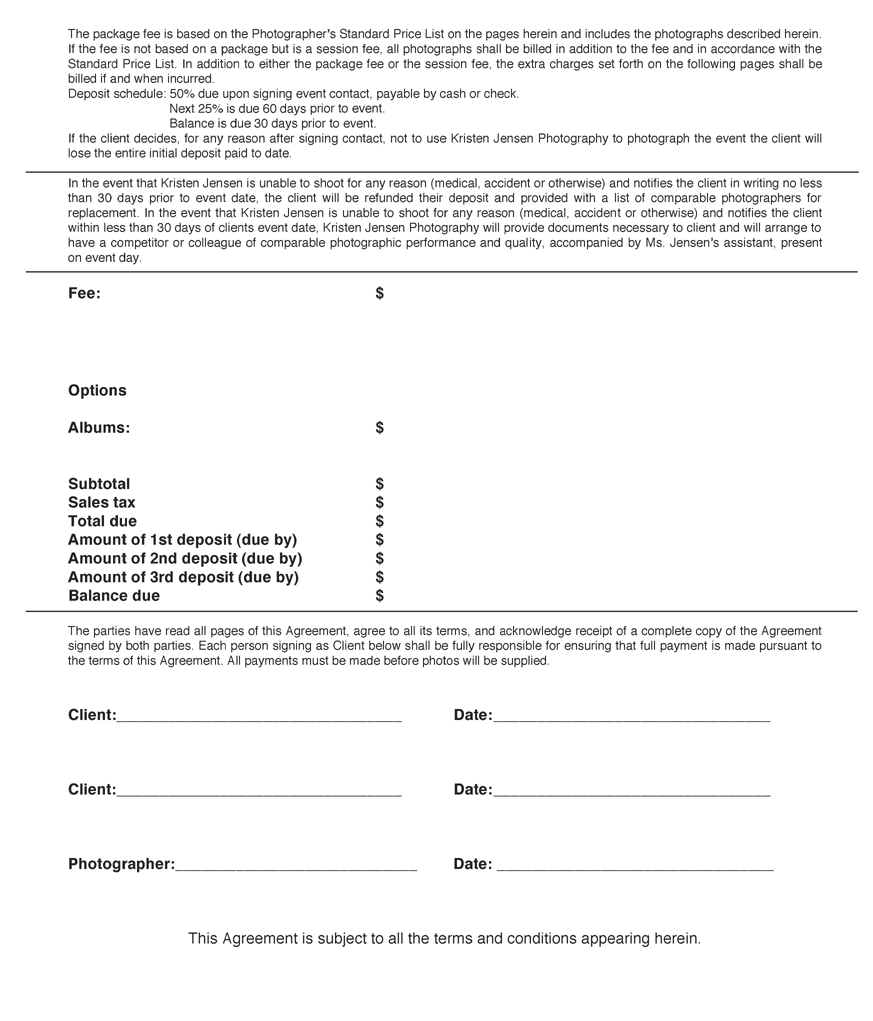 Wedding Photography Contract page 3 Appendix C Editing Checklist - photo 9