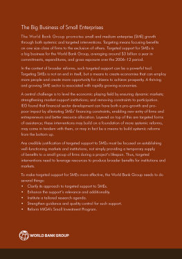 World Bank - The Big Business of Small Enterprises: Evaluation of the World Bank Group Experience with Targeted Support to Small and Medium-Size Enterprises, 2006-12