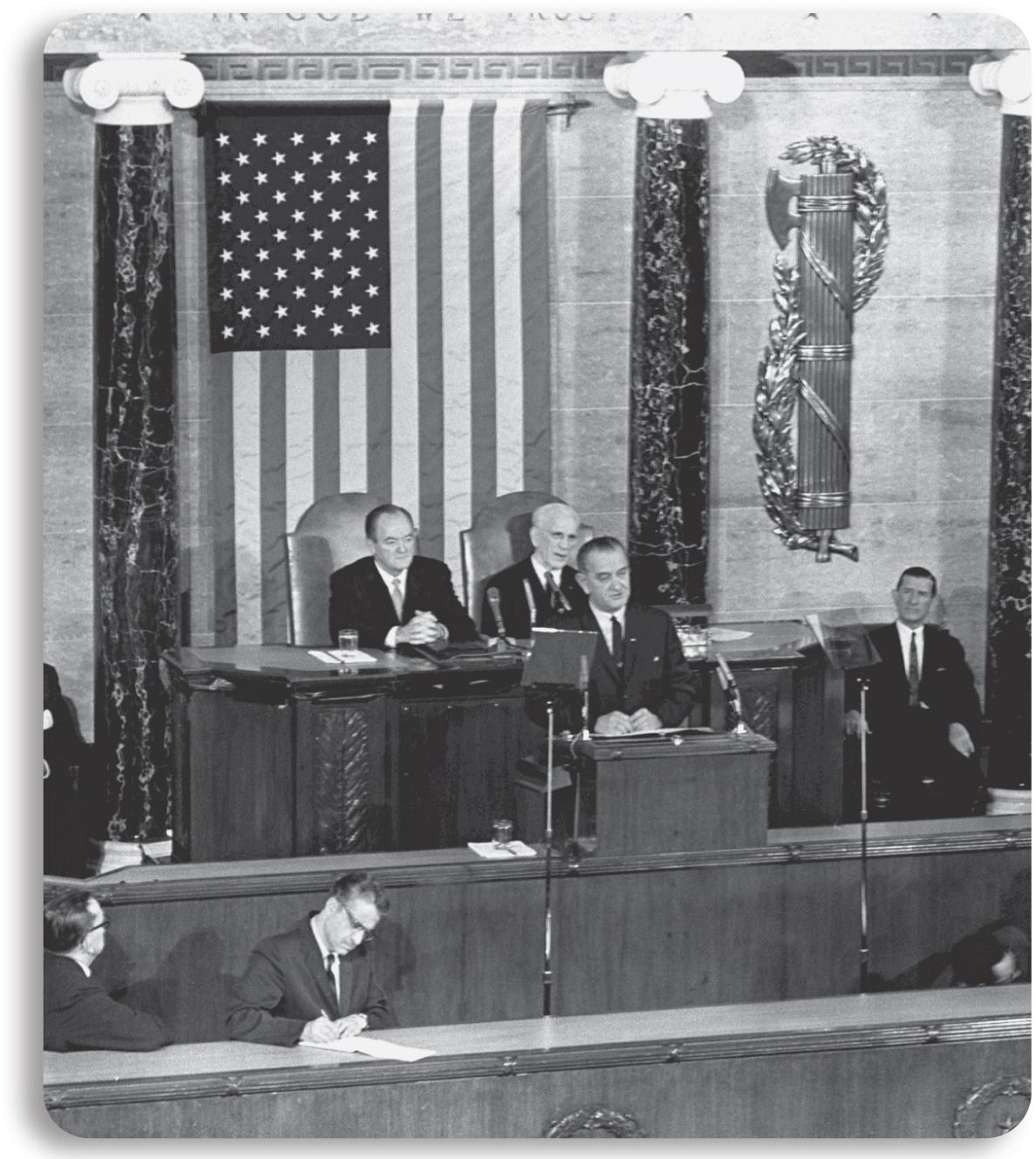 Vice President Hubert Humphrey left who also serves as president of the - photo 9