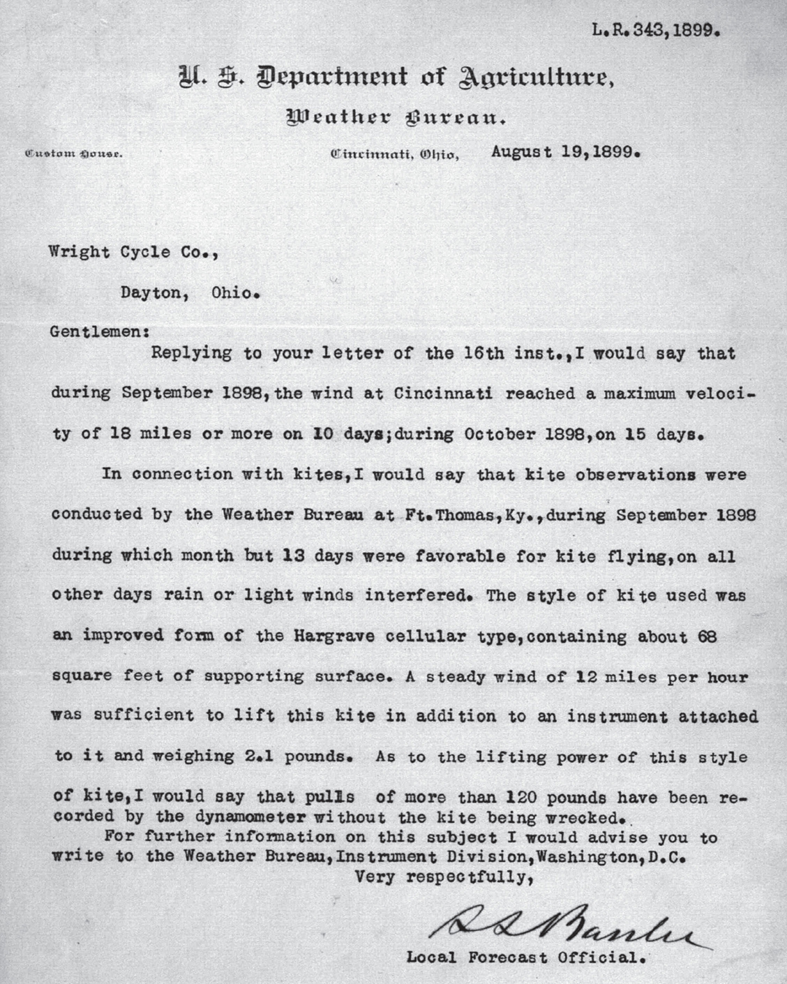 The Wrights kept the letter they received from the US Weather Bureau - photo 6