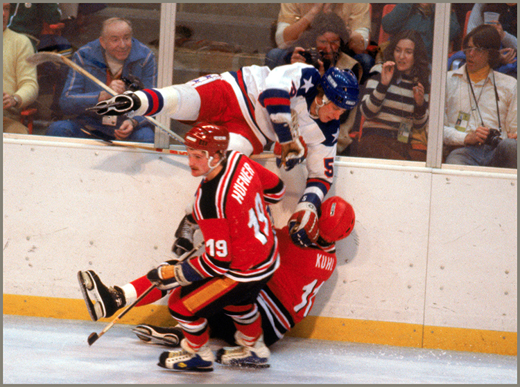 Future four-time NHL All-Star Mike Ramsey top checked a West German player - photo 4