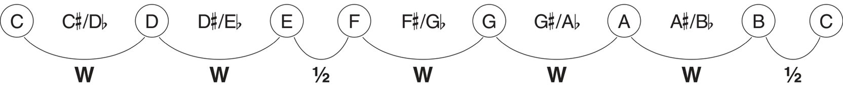 Lets create a major scale starting on E and see how it relates to the guitar - photo 9