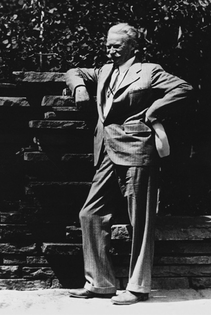 Jens Jensen at the fountain he designed for Indiana Dunes State Park circa - photo 1