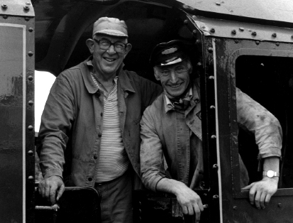 The author on the left with Bryan Gibson an ex BR colleague on a LMS Class 2 - photo 3