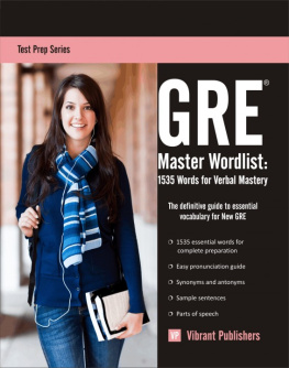 Vibrant Publishers - GRE Master Word List: 1535 Words for Verbal Mastery