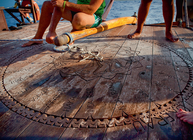 Celestial navigation aid carved into the deck of the Marumaru Atua a modern - photo 11