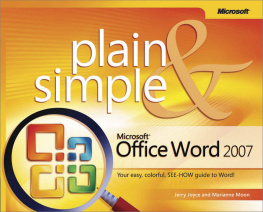 Jerry Joyce - Microsoft® Office Word 2007 Plain & Simple