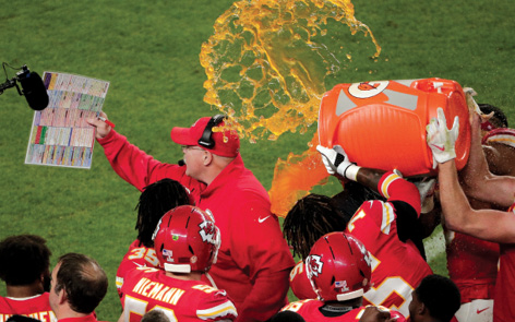 Chiefs players douse head coach Andy Reid with gatorade as the clock runs down - photo 4