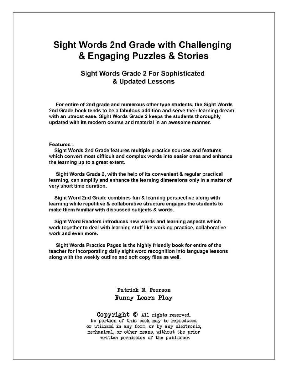 Sight Words 2nd Grade With Challenging Engaging Puzzles Stories--Sight Words Grade 2 For Sophisticated Updated Lessons - photo 1