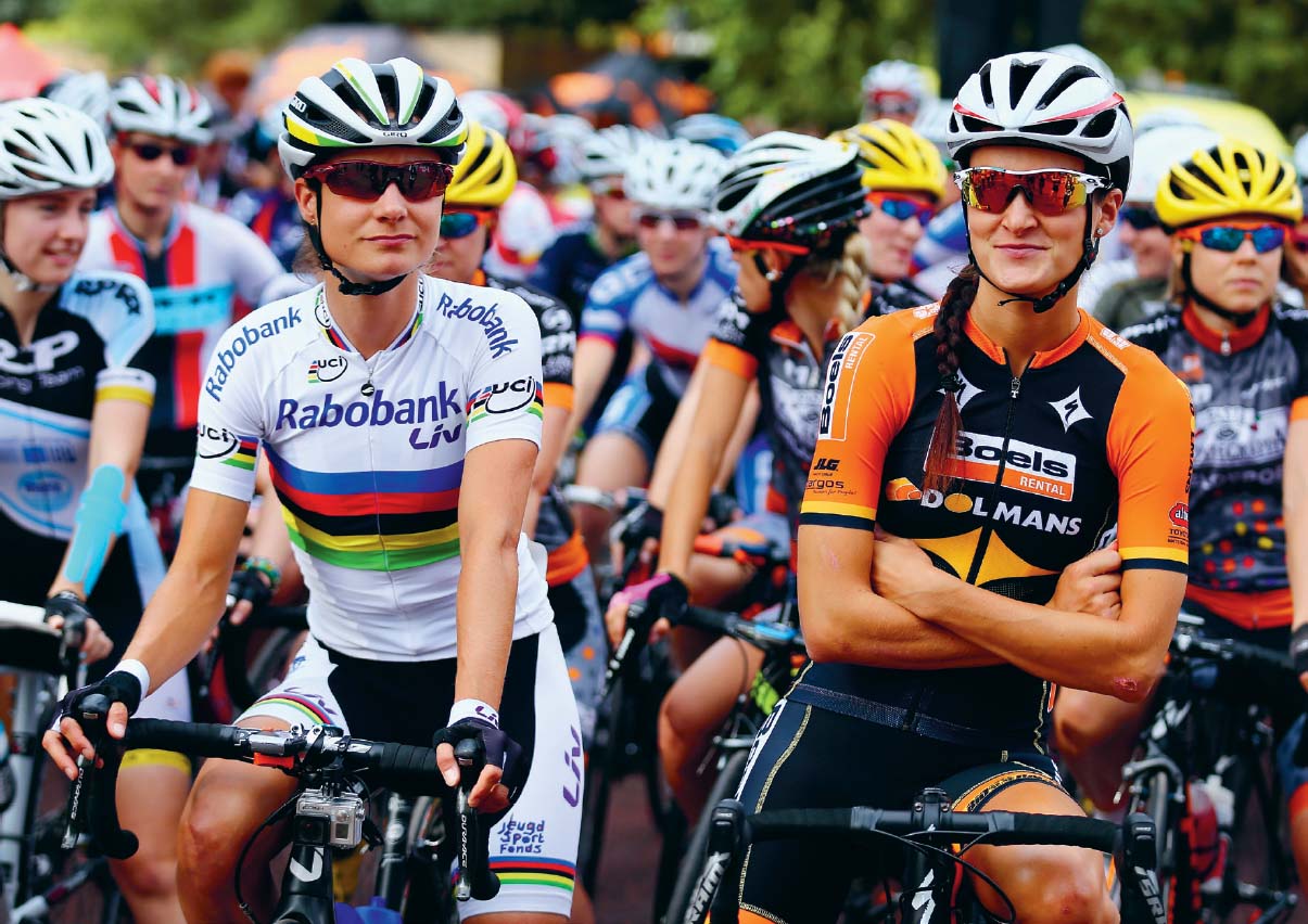 World Champion Marianne Vos left of The Netherlands chats to Elizabeth - photo 9