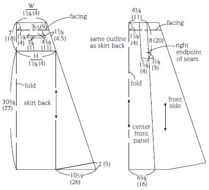 Lining pattern is created by removing facing sections from outer skirt pattern - photo 17