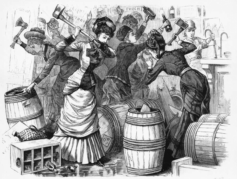 This engraving shows a mob of women destroying barrels of alcohol in - photo 6