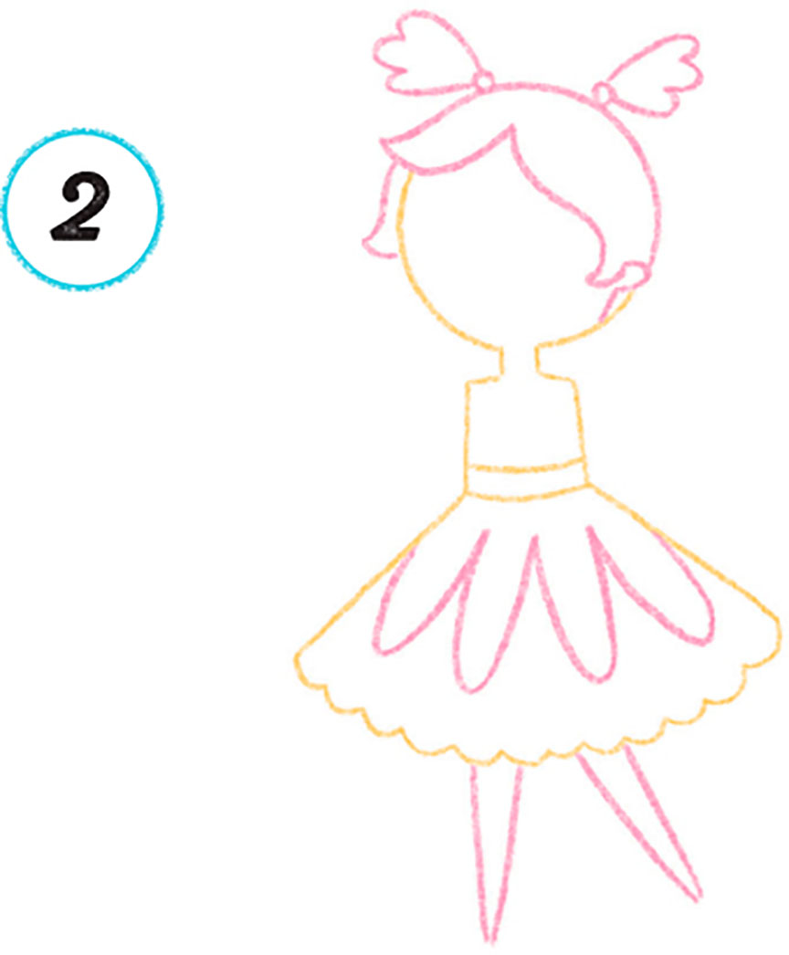 Add a cute hairstyle Draw her legs and decorate her skirt Draw her wings - photo 25