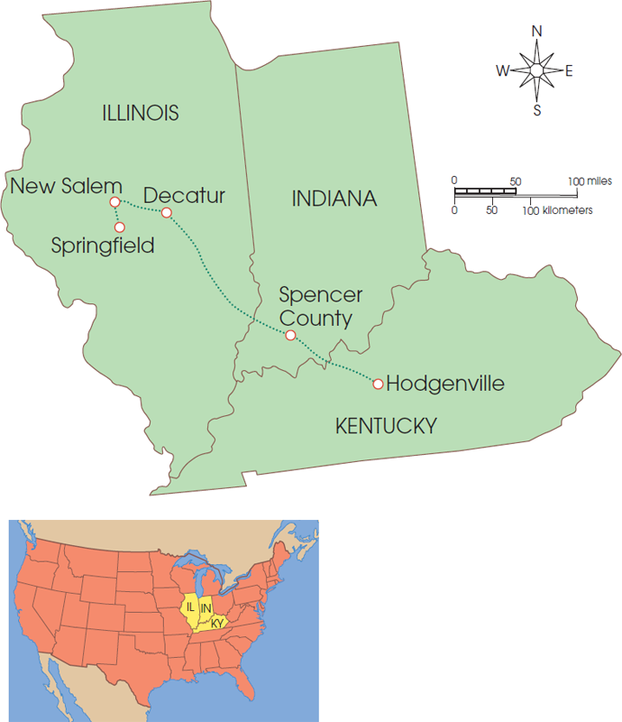 This map shows Lincolns homes from his birth until his election as president - photo 5