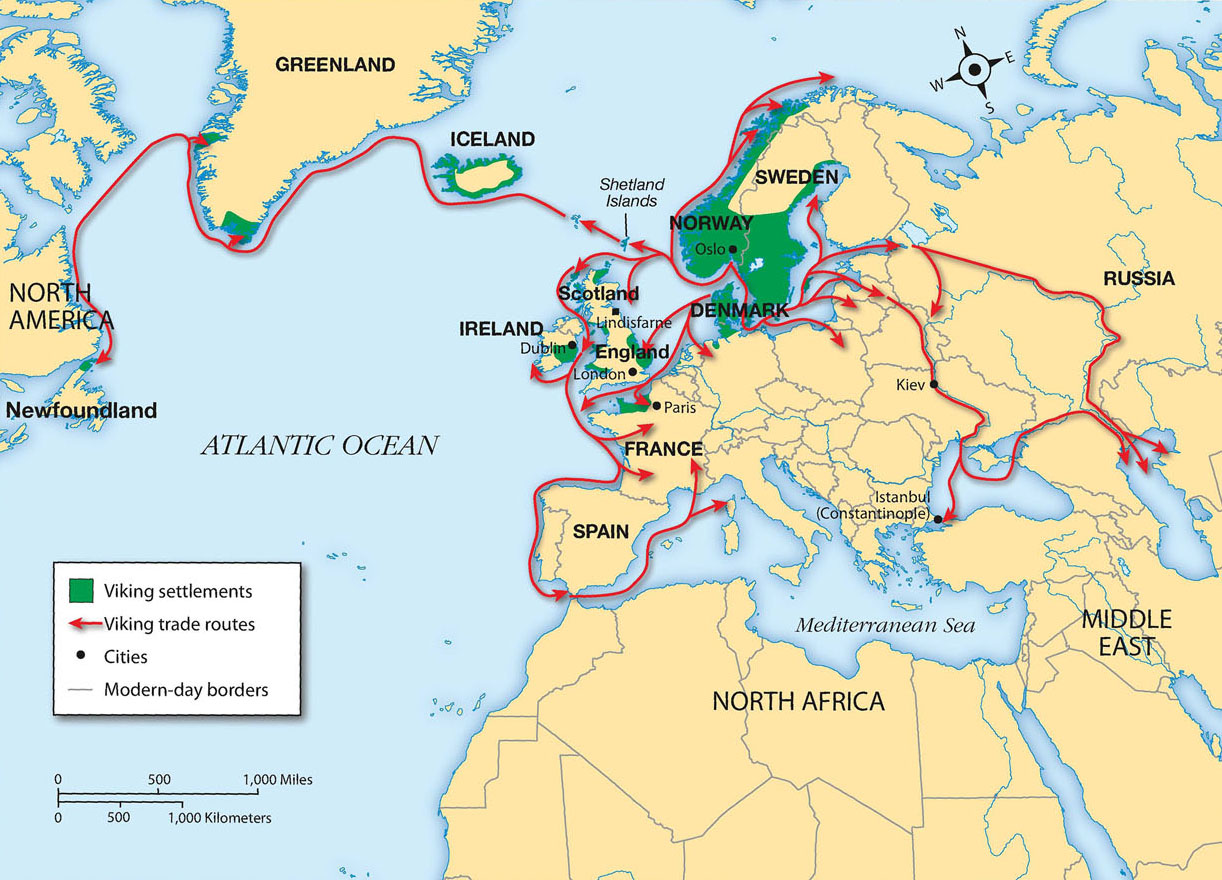 This map shows the main Viking settlements and trade routes during the Viking - photo 4