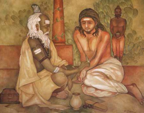 A spiritual ascetic or sadhu attends to a supplicant Yoga is recommended - photo 4