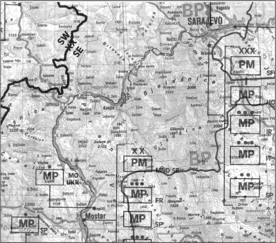 Map of Mostar and the surrounding area in Bosnia including Sovii Doljani and - photo 4