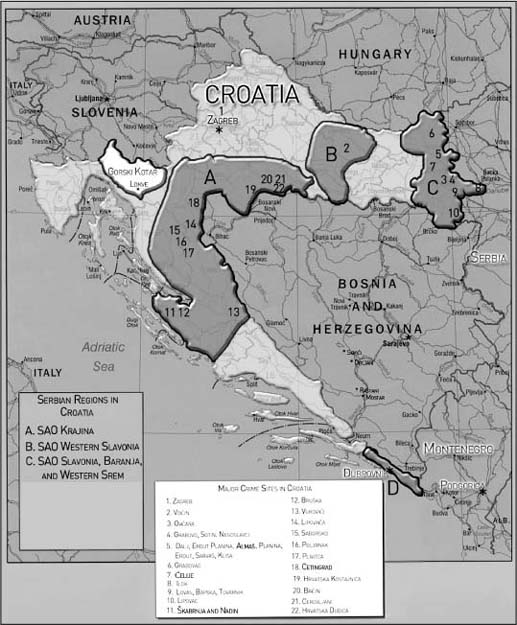 Map of Croatia showing Serbian regions major crime sites Lokve and the - photo 5